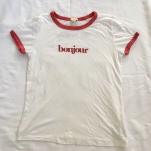 Bonjour graphic white tee